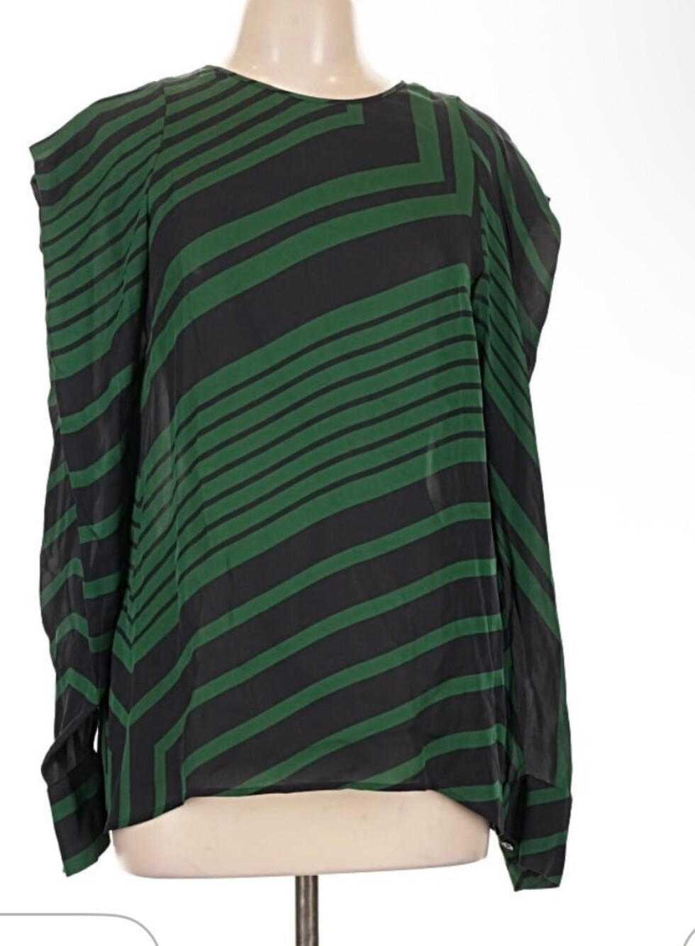Stella McCartney Silk Striped Blouse Green Black EU (IT) 46 / US 10